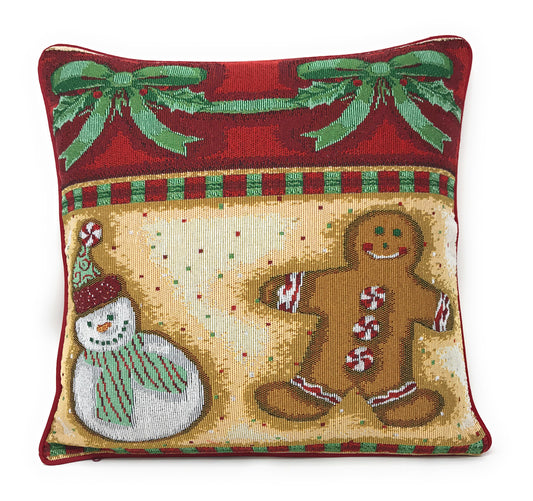 Gingerbread Sweets Woven Tapestry Throw Pillow Covers 16" x 16" (12917)