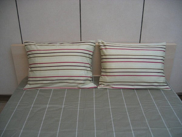 Solid Soft Striped Linen Fitted Sheet Set & Pillow Cases Sham Cover (FTS8293) - Stores Basement - Discount Bedding