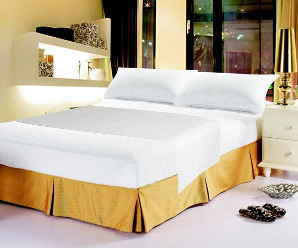 Luxury Solid Soft White Linen Fitted Bed Sheet Set & Pillow Cases Sham Cover (FTS098765) - Stores Basement - Discount Bedding