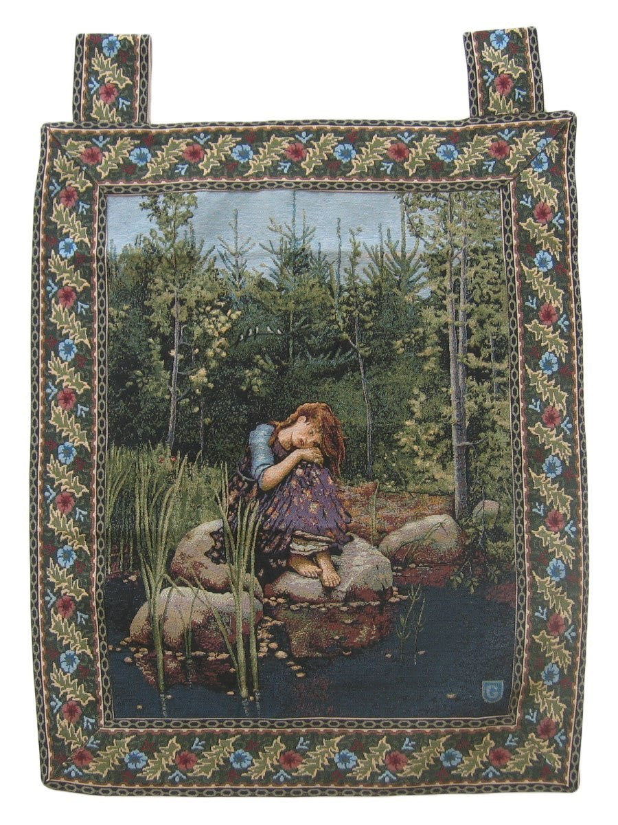Fairy Girl Forest Behind The Veil Woven Artistic Elegant Woven Fabric Baroque Tapestry Wall Hanging - 28" x 43" - Stores Basement - Discount Bedding