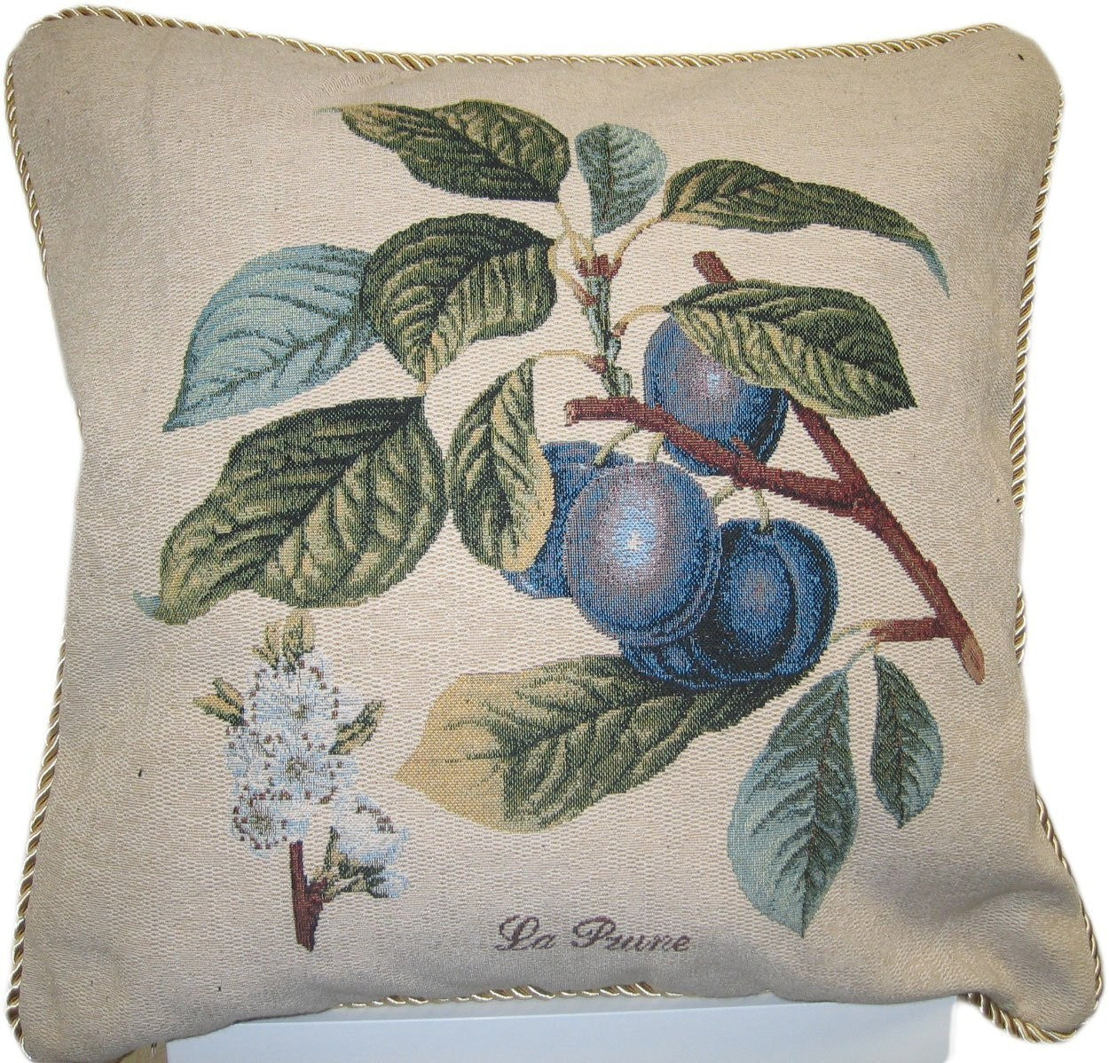 Sugar Plum Fruit Visions Elegant Novelty Woven Square Accent Cushion Cover Throw Toss Pillow Case - 18" - 1-Piece - Stores Basement - Discount Bedding