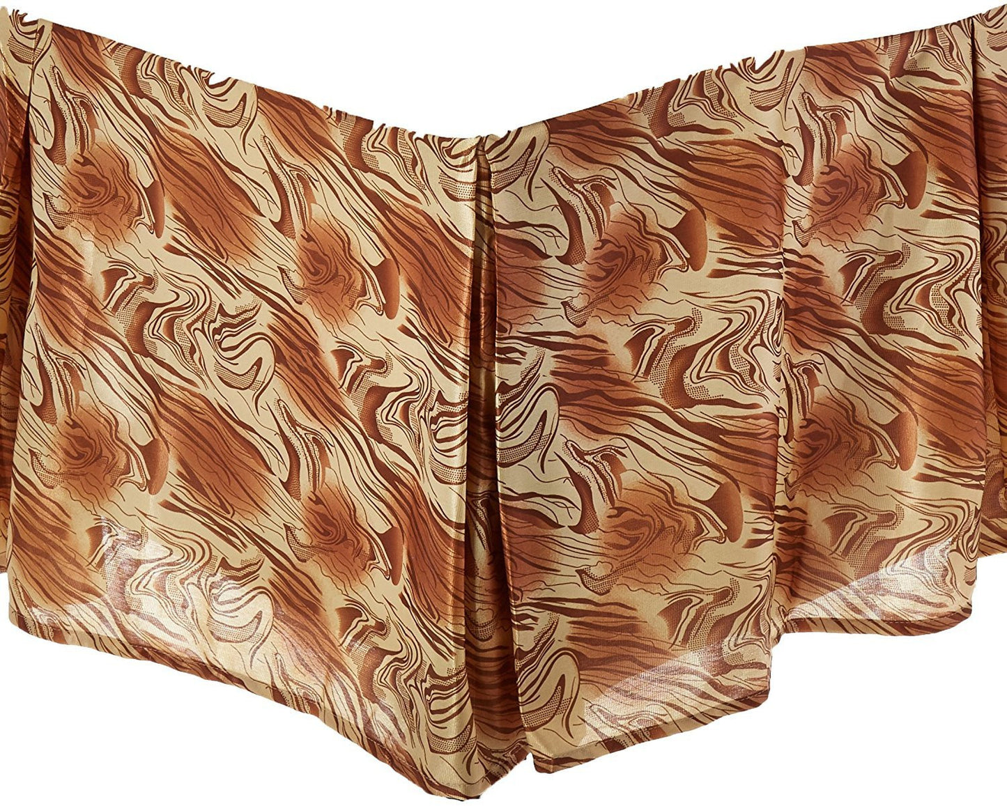 Floral Botanic Shiny Gold & Bronze Brown Dust Ruffle Pleated Bed Skirt - 14" Drop  (BS-BM6169L-1) - Stores Basement - Discount Bedding