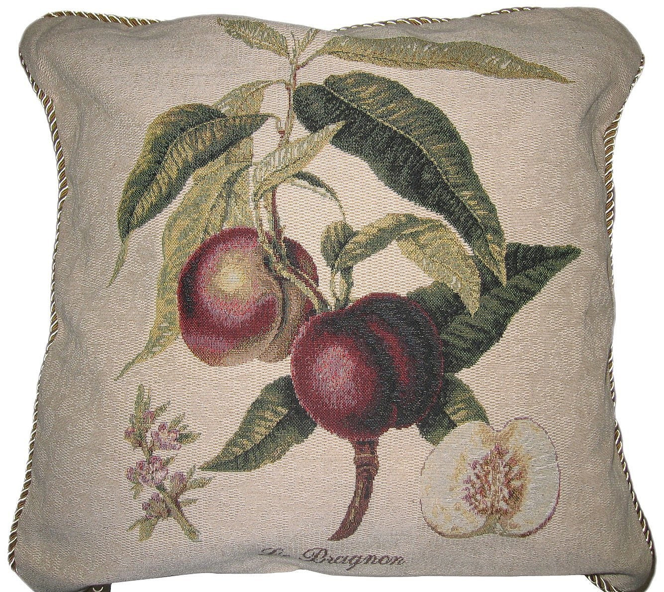 Nectarine Fruits Elegant Novelty Woven Square Accent Cushion Cover Throw Toss Pillow Case - 18" - 1-Piece - Stores Basement - Discount Bedding