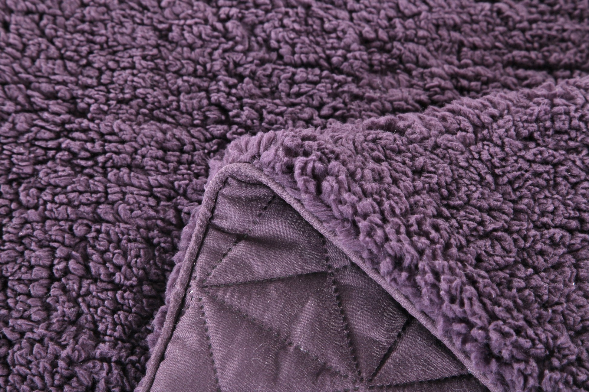 Eggplant Aubergine Reversible Soft Stitched with Sherpa Backside Quilted Ultra Sonic Throw Blanket Coverlet Bedspread (BJ0106) - Stores Basement - Discount Bedding