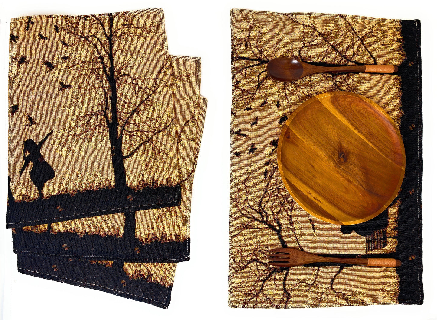 Set of 4 Pieces Autumn Breeze Family Gathering Blessing Tapestry Placemats 13” x 19” (18198)