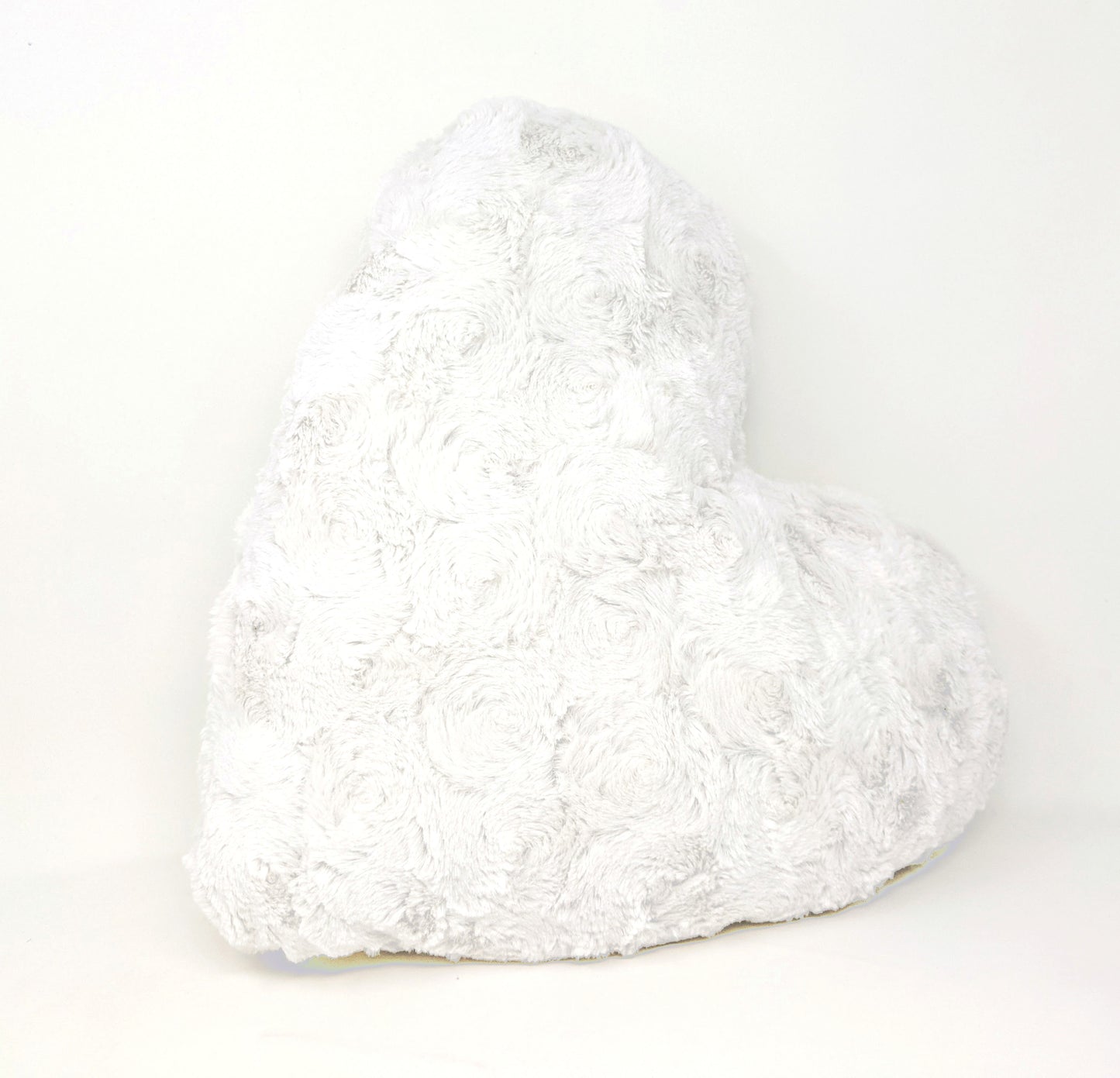 White Luxury Roses Romantic Valentine Plush Heart Shaped Throw Pillow - 16” x 14” (K11)