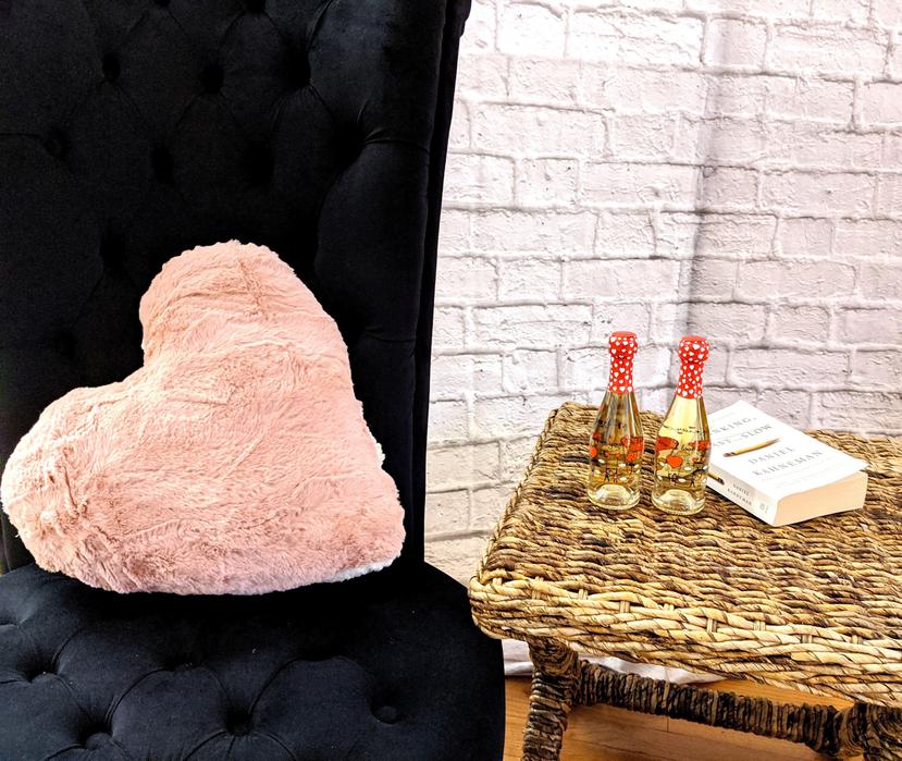 Luxury Dusty Pink Faux Fur Romantic Valentine Plush Heart Shaped Throw Pillow - 16” x 14” (#7)