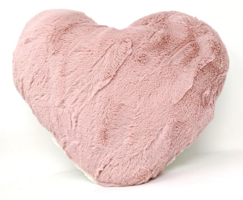 Luxury Dusty Pink Faux Fur Romantic Valentine Plush Heart Shaped Throw Pillow - 16” x 14” (#7)