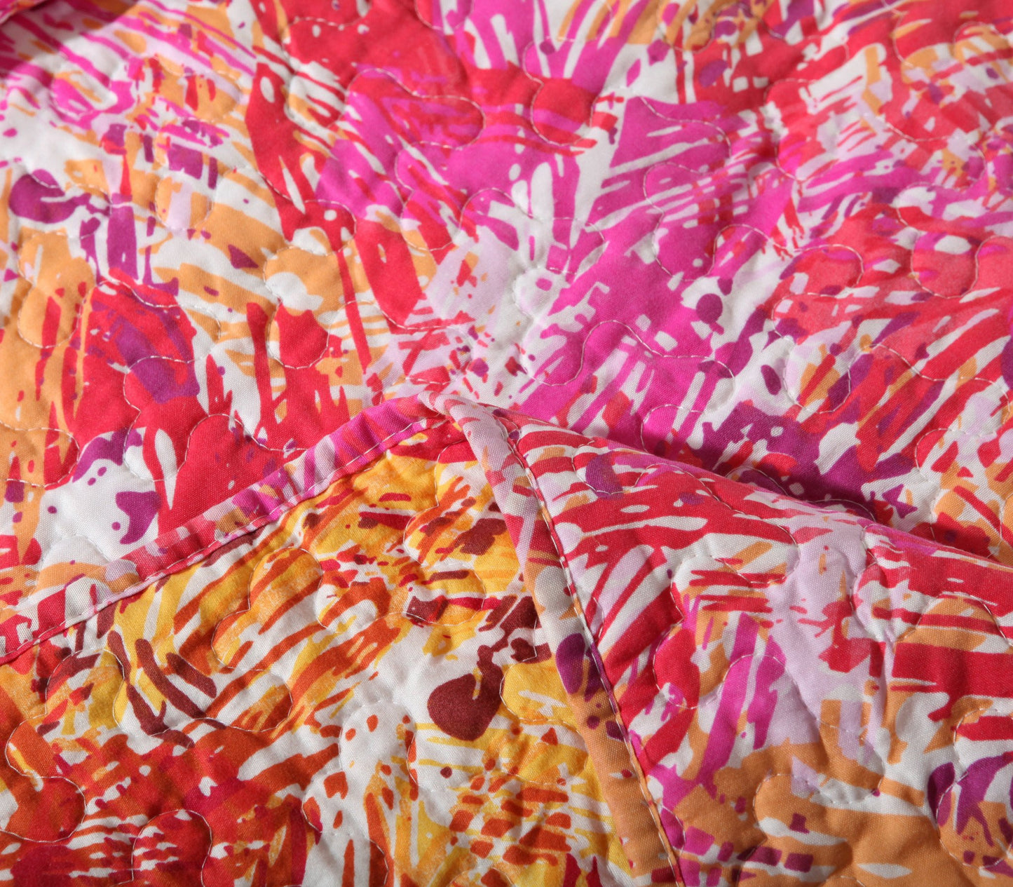 Hawaiian Breeze Pink & Red Reversible Patchwork Quilted Coverlet Bedspread Set (KBJ1625) - Stores Basement - Discount Bedding
