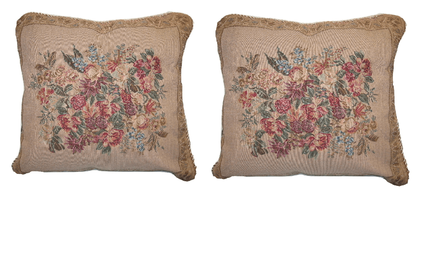 Set of Two Wildflower Wonderland Floral Elegant Novelty Woven Square Throw Toss Accent Cushion Cover Pillow with Inserts - 2-Pieces - 18" x 18" - Stores Basement - Discount Bedding
