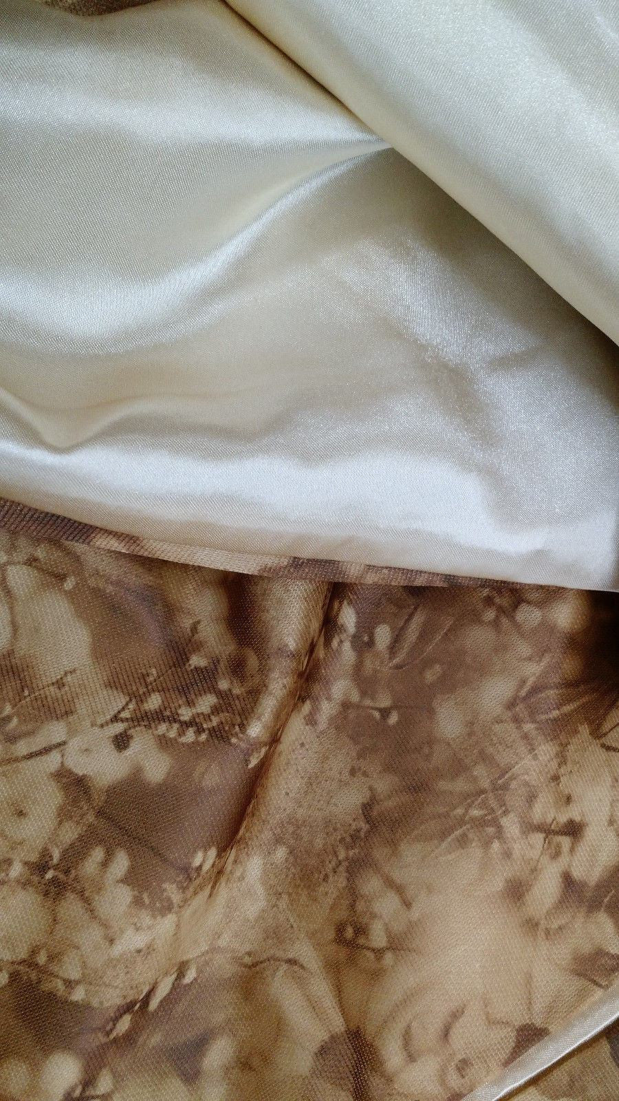Coffee Blossoms Floral Shiny Solid Brown Tan Beige Dust Ruffle Pleated Bed Skirt - 14" Drop (BS-BM6118L-1) - Stores Basement - Discount Bedding