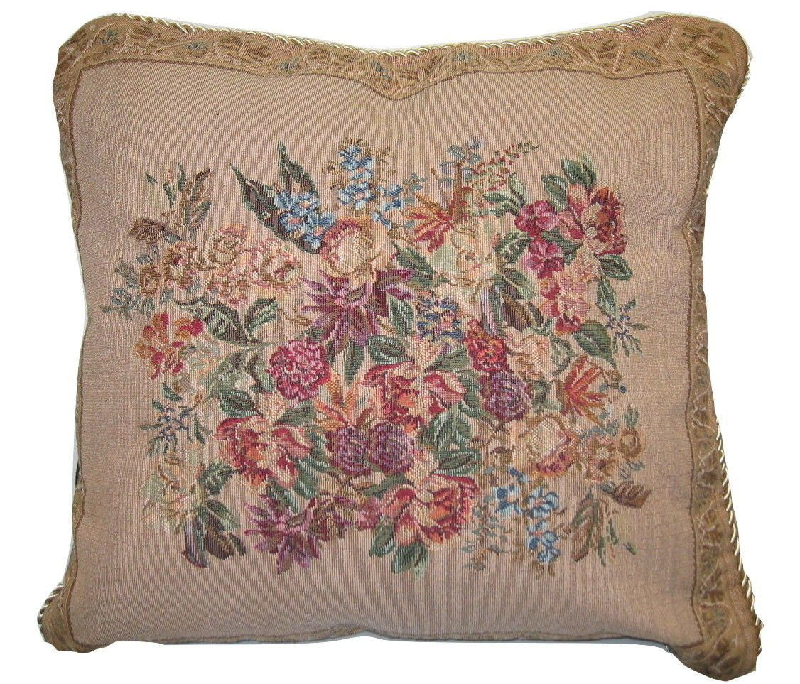 Set of Two Wildflower Wonderland Floral Elegant Novelty Woven Square Throw Toss Accent Cushion Cover Pillow with Inserts - 2-Pieces - 18" x 18" - Stores Basement - Discount Bedding