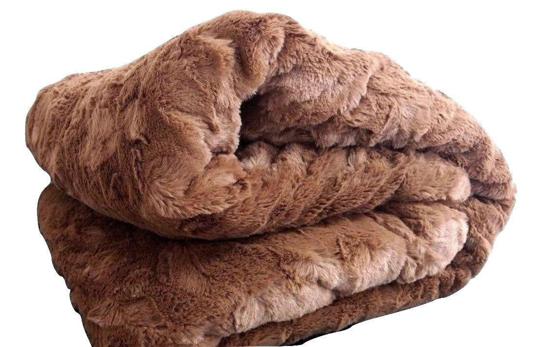 Luxury Solid Cinnamon Mocha Brown Wooded River Faux Fur with Sherpa Backside Soft Warm Fleece Throw Blanket - Stores Basement - Discount Bedding
