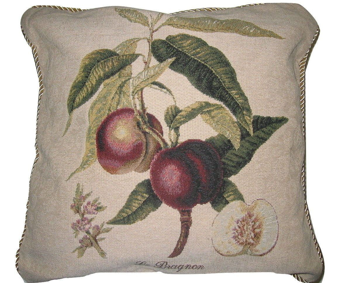 Set of Two Nectarine Fruits Elegant Novelty Woven Square Throw Toss Accent Cushion Cover Pillow with Inserts - 2-Pieces - 18" x 18" (CC45X45CM312) - Stores Basement - Discount Bedding